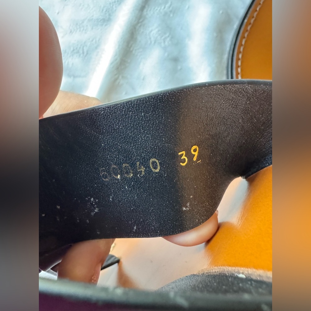 Black Leather Sandals with Gold Accents - Picture 13 of 13